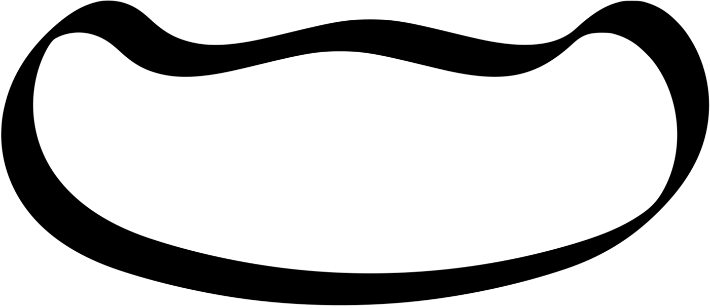 A single thick black closed stroke forming a wide bean-shaped loop, its upper edge dipping in the middle and its lower edge bowing downwards: one glyph produced by a Metafont program