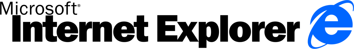 The Internet Explorer 3 logo and wordmark, a stylised letter e beside the words Internet Explorer.