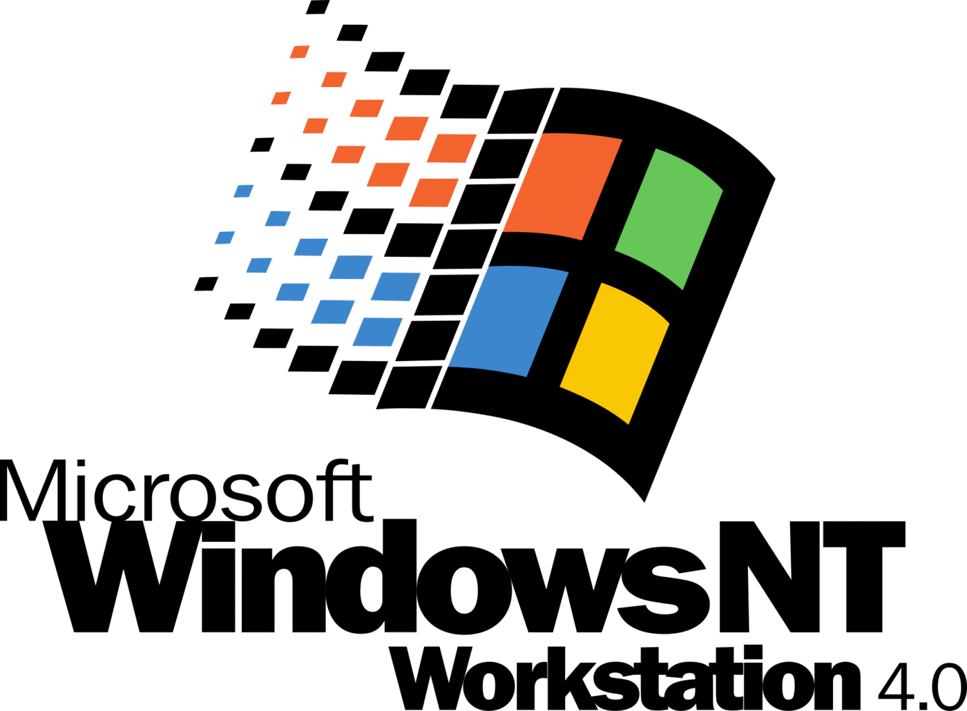 The Microsoft Windows NT Workstation 4.0 logo: the four-colour trailing Windows flag device above the Microsoft Windows NT Workstation 4.0 wordmark.